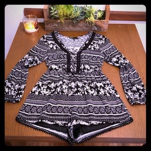 Romper - Black and White Pattern